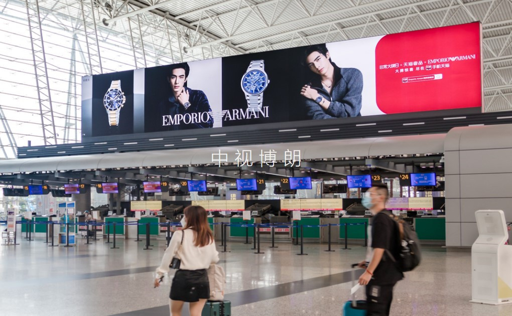 广州机场广告-T1国内国际出发值机岛灯箱