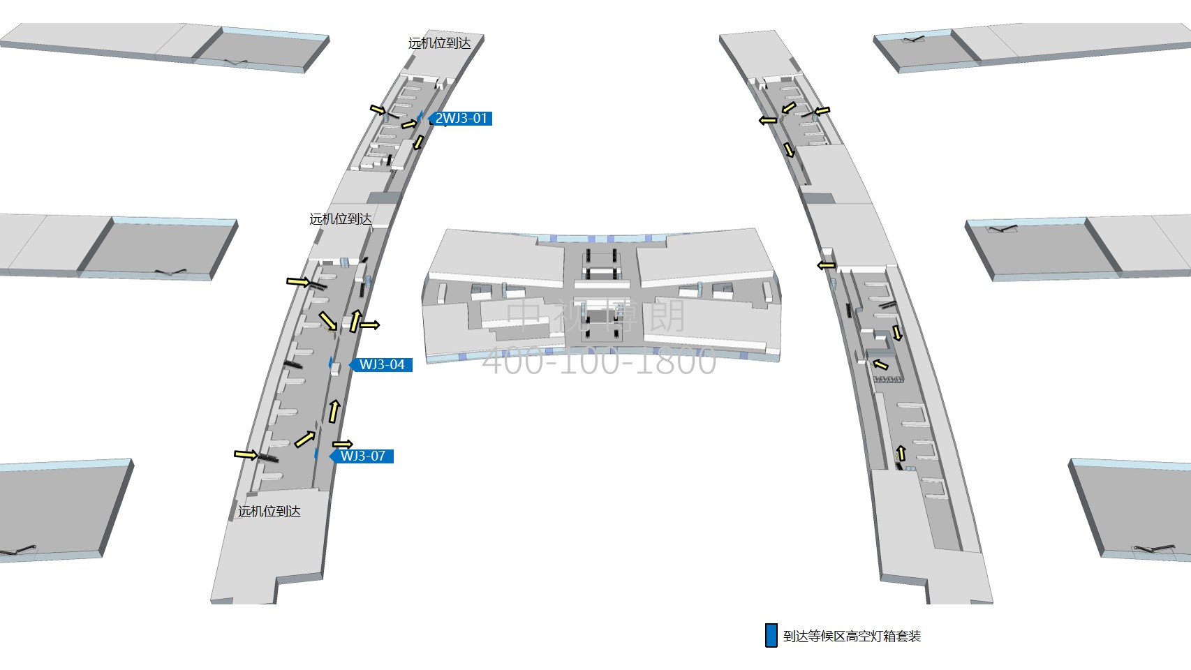 广州机场广告-T1到达迎客厅灯箱套装点位图