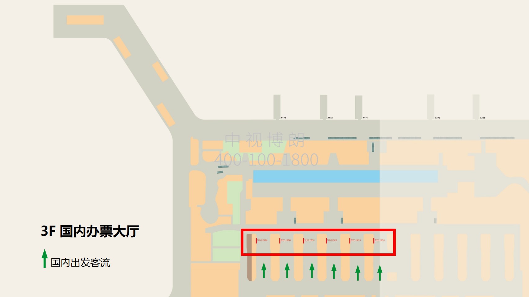 广州机场广告-T2国内出发值机岛岛尾灯箱套装点位图