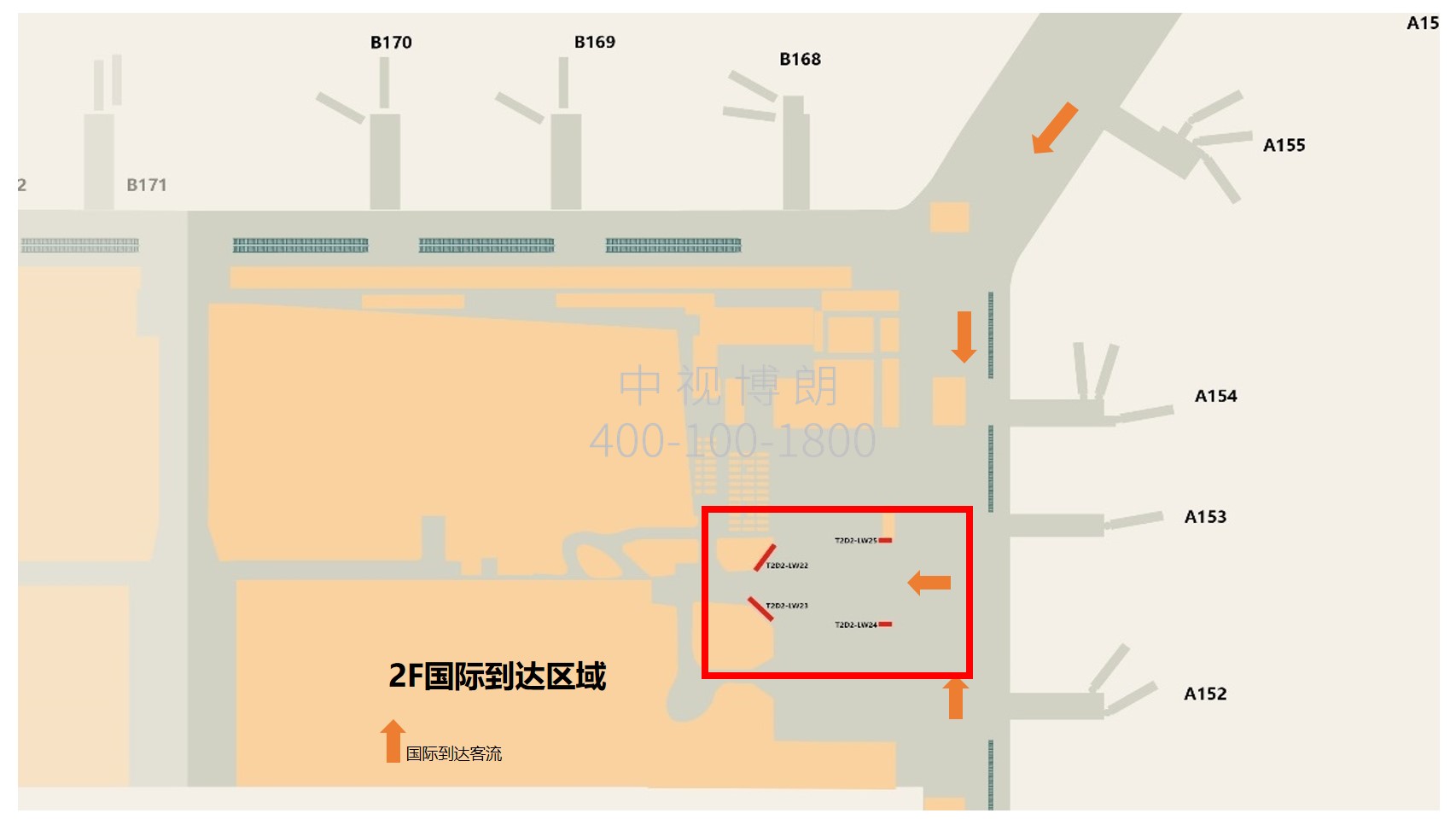 Guangzhou Airport Advertising-T2国际到达海关后方灯箱套装1点位图