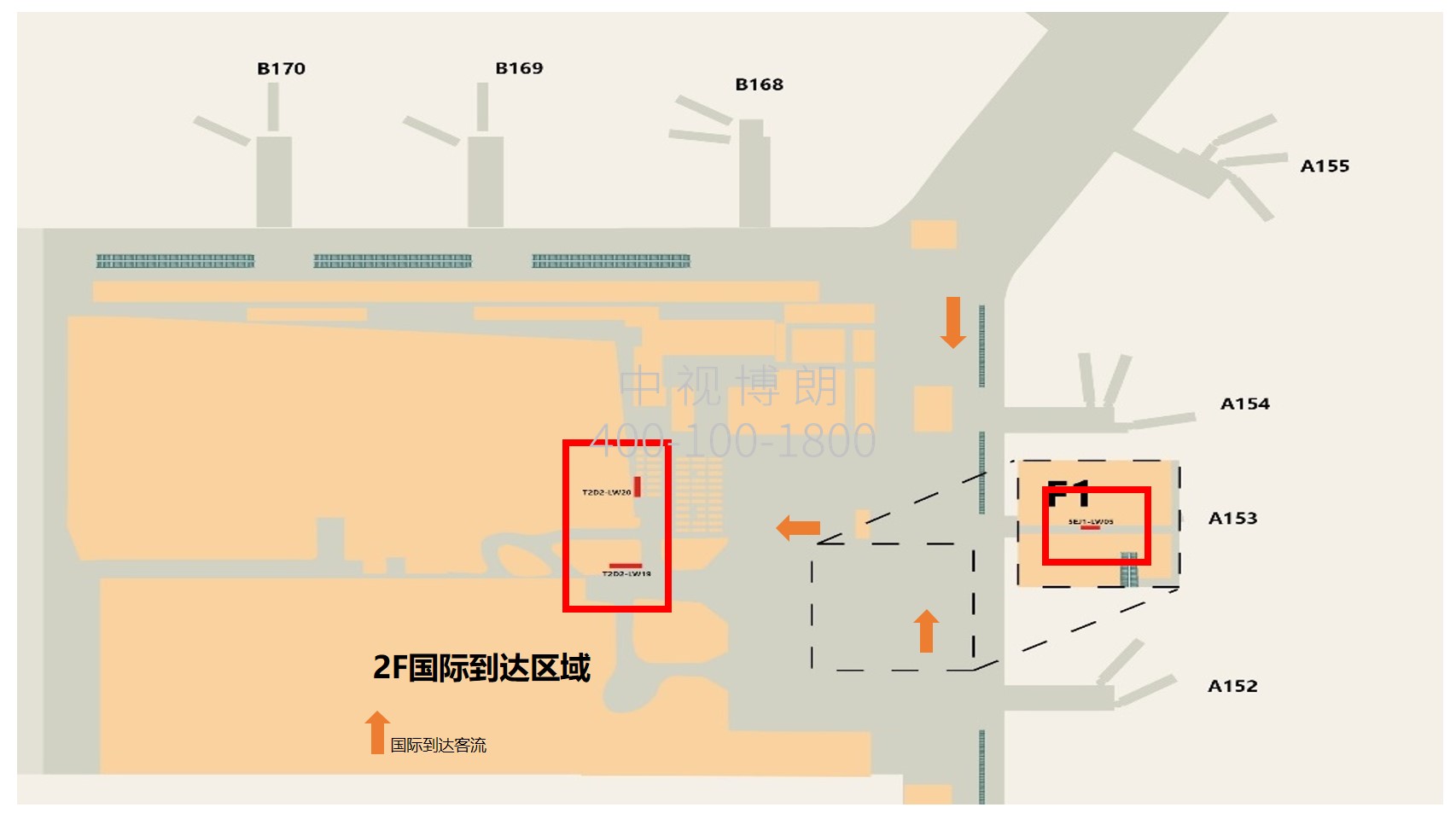 Guangzhou Airport Advertising-T2国际到达海关后方灯箱套装2点位图